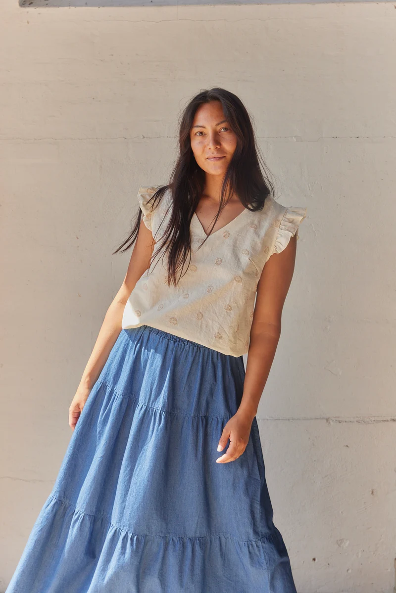 Golden Flowers Frill top | Top fra Atelier C