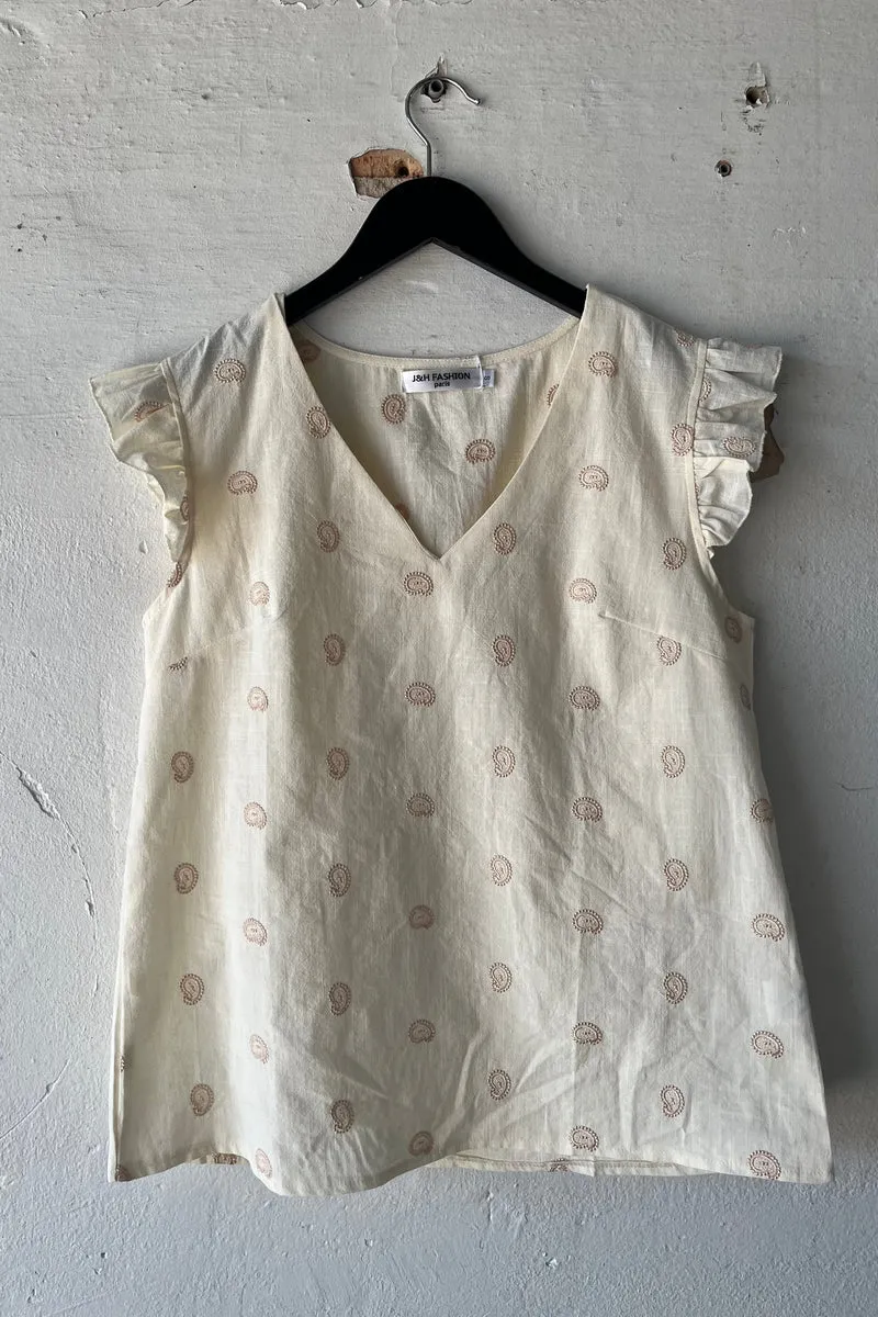 Golden Flowers Frill top | Top fra Atelier C