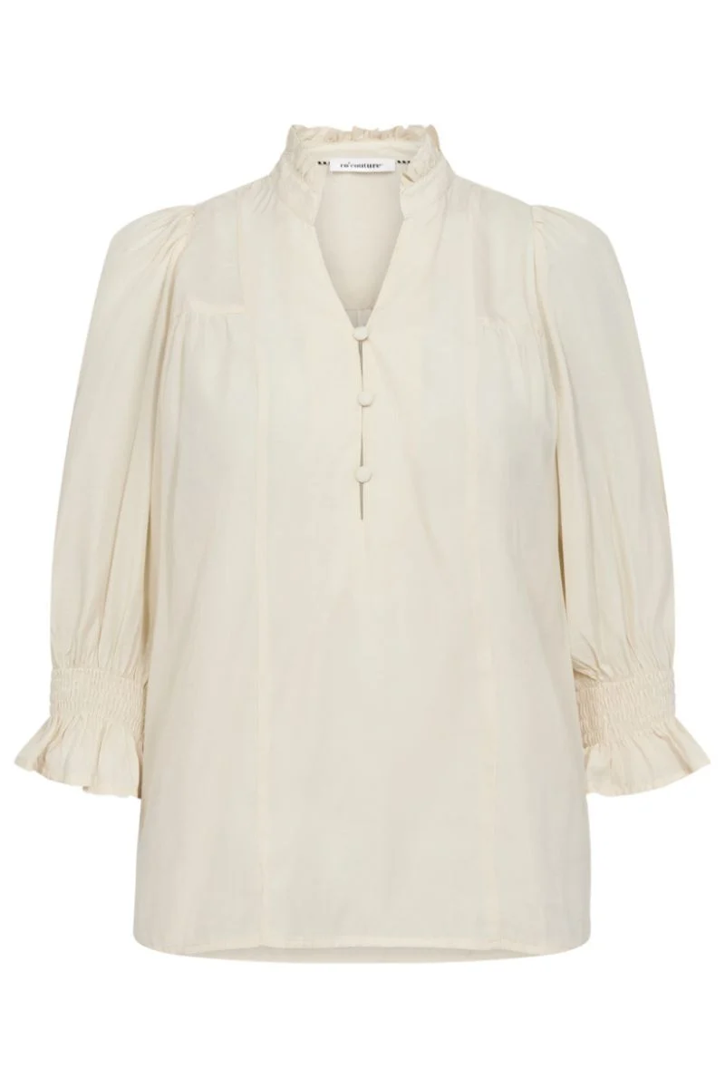 Aila Frill SS V-Blouse 35866 | Off white | Top fra Co'couture