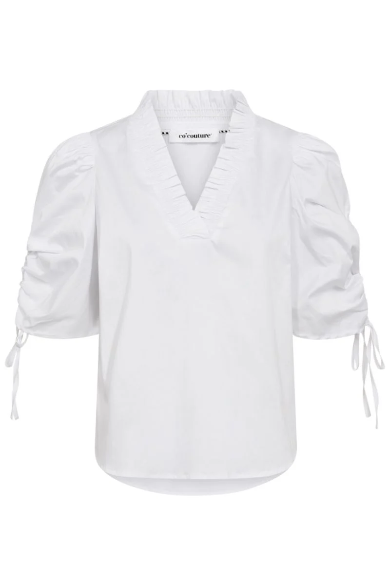 Sanna SS Puff V-Blouse 35894 | White | Top fra Co'couture