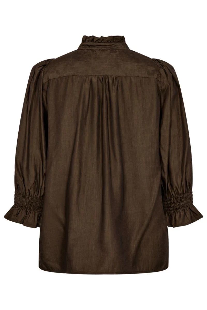 Aila Frill SS V-Blouse 35866 | Mocca | Top fra Co'couture
