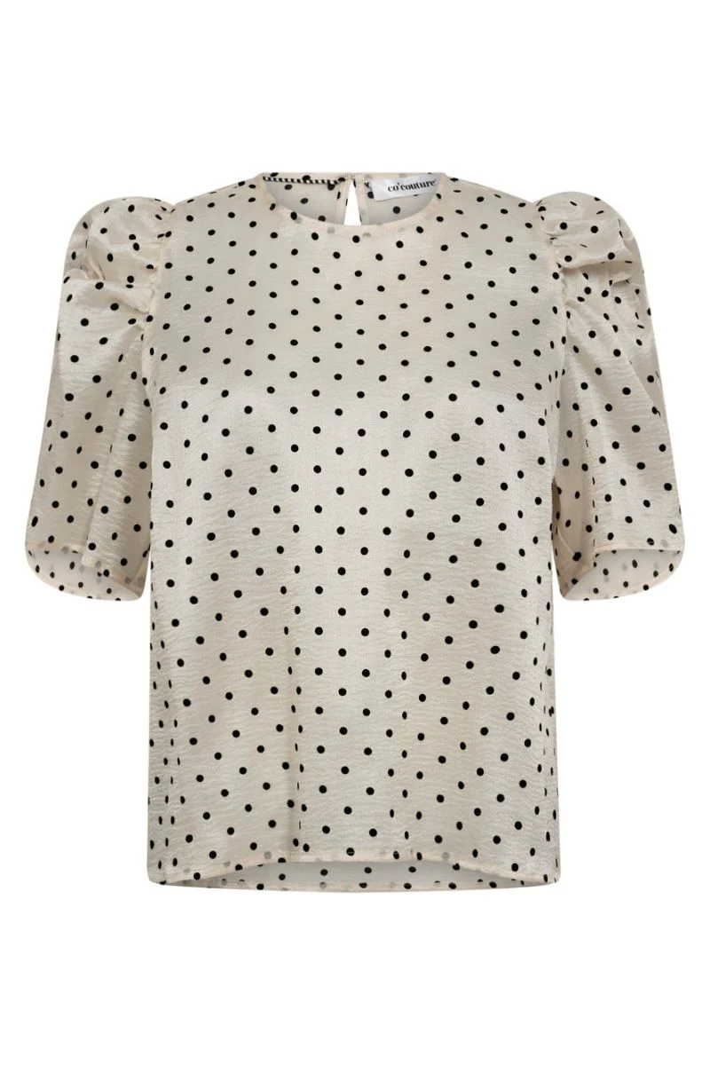 Dilan Dot SS Blouse 35868 | Powder | Top fra Co'couture