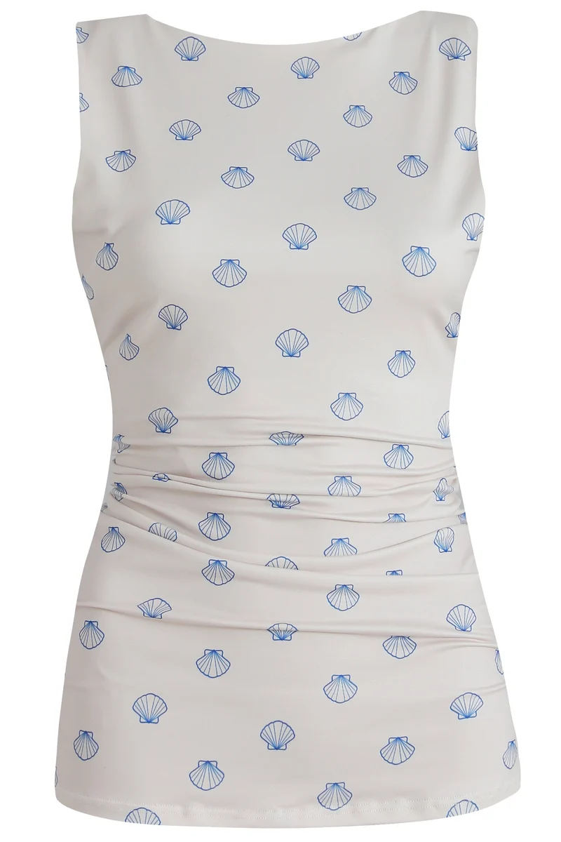 Alma Turn Top | Ivory Cobolt Shell | Top fra Liberté