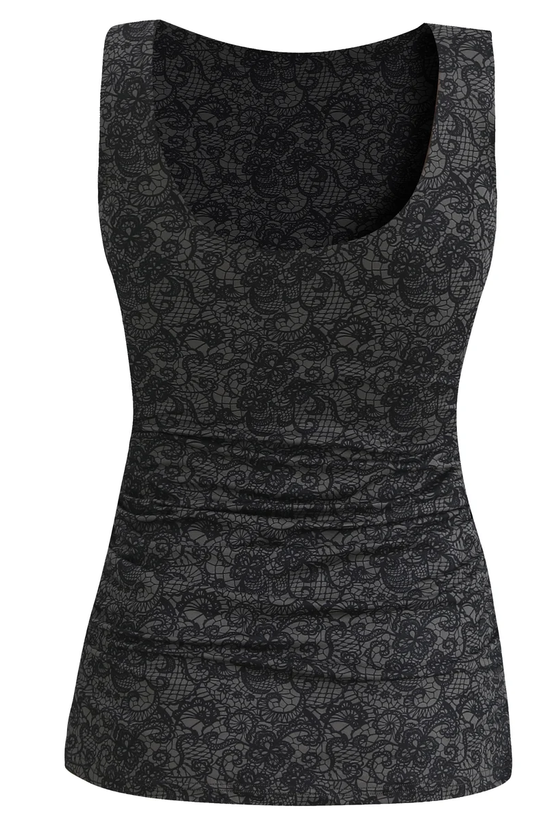Alma Turn Top | Black Grey Lace | Vendbar top fra Liberté