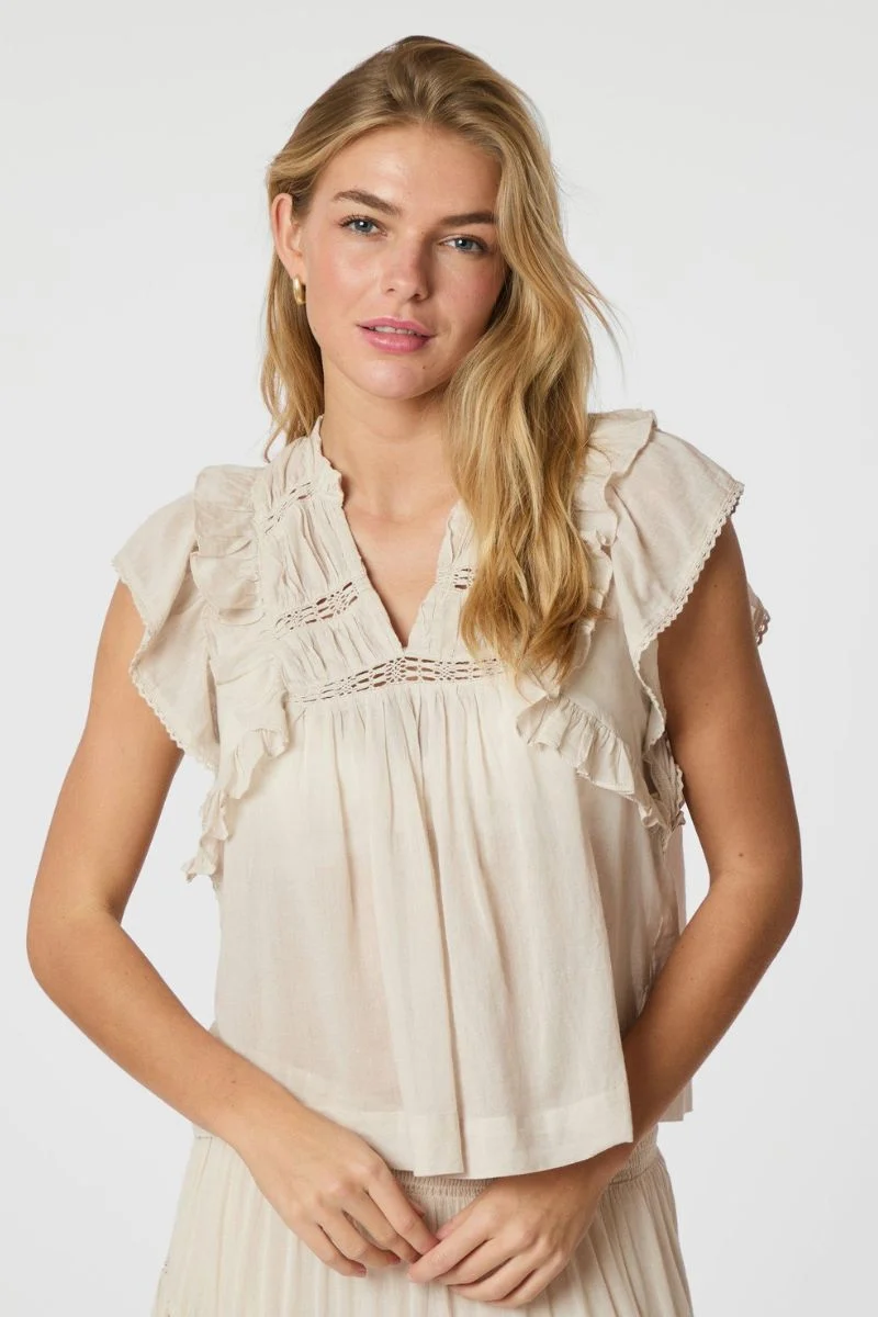Jayla S Voile Top 159881 | Ivory | Top fra Neo Noir