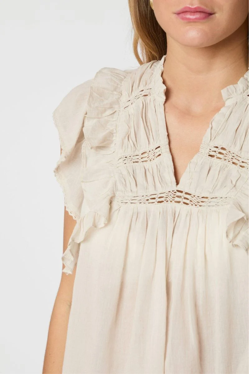 Jayla S Voile Top 159881 | Ivory | Top fra Neo Noir