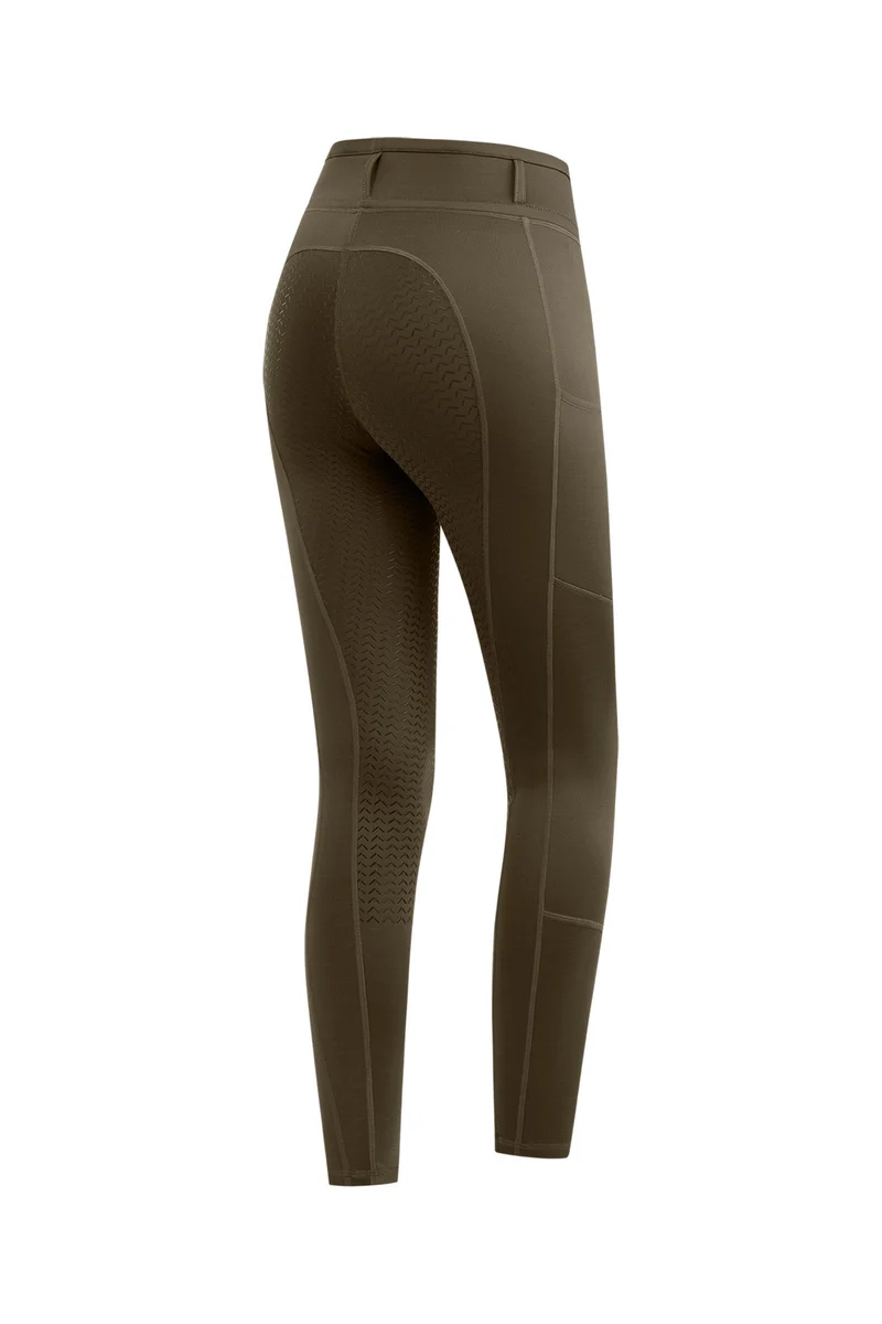 Ella Thermo Reitleggings für Kinder mit Vollgrip Green Brown 140