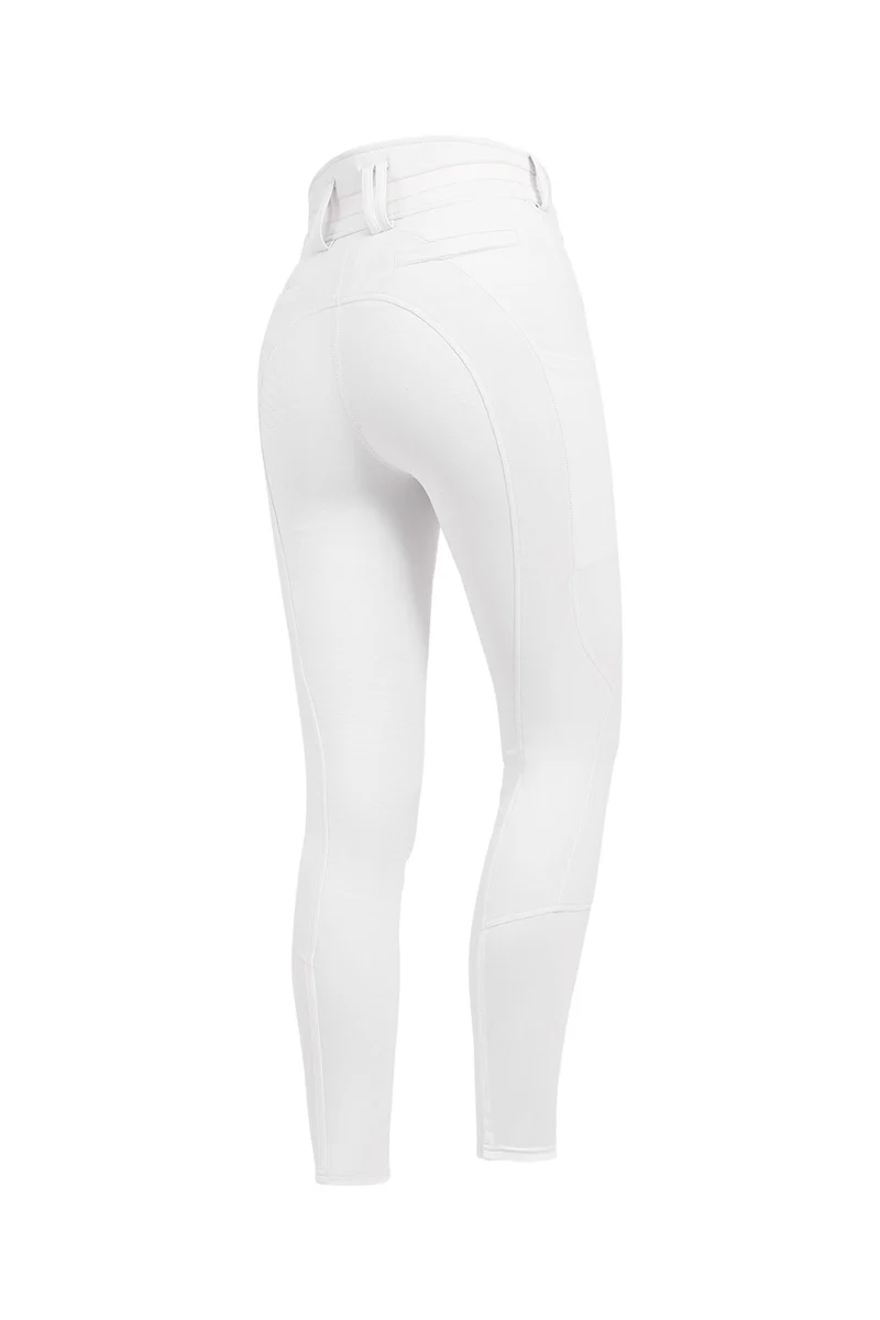 Maja Damen Glam Curved High Waist Reithose mit Vollbesatz White 34