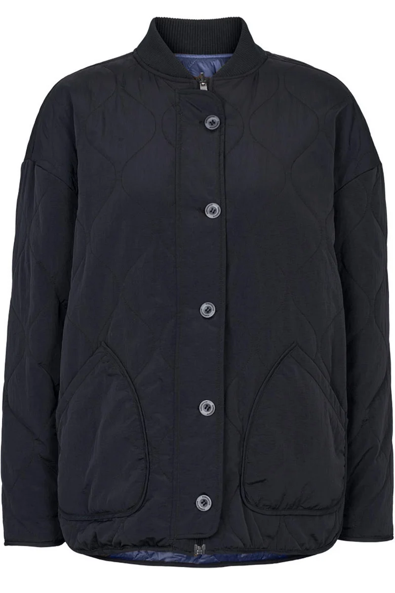 Ruby Loose Jacket | Black Folkstone grey | Jakke fra Basic Apparel