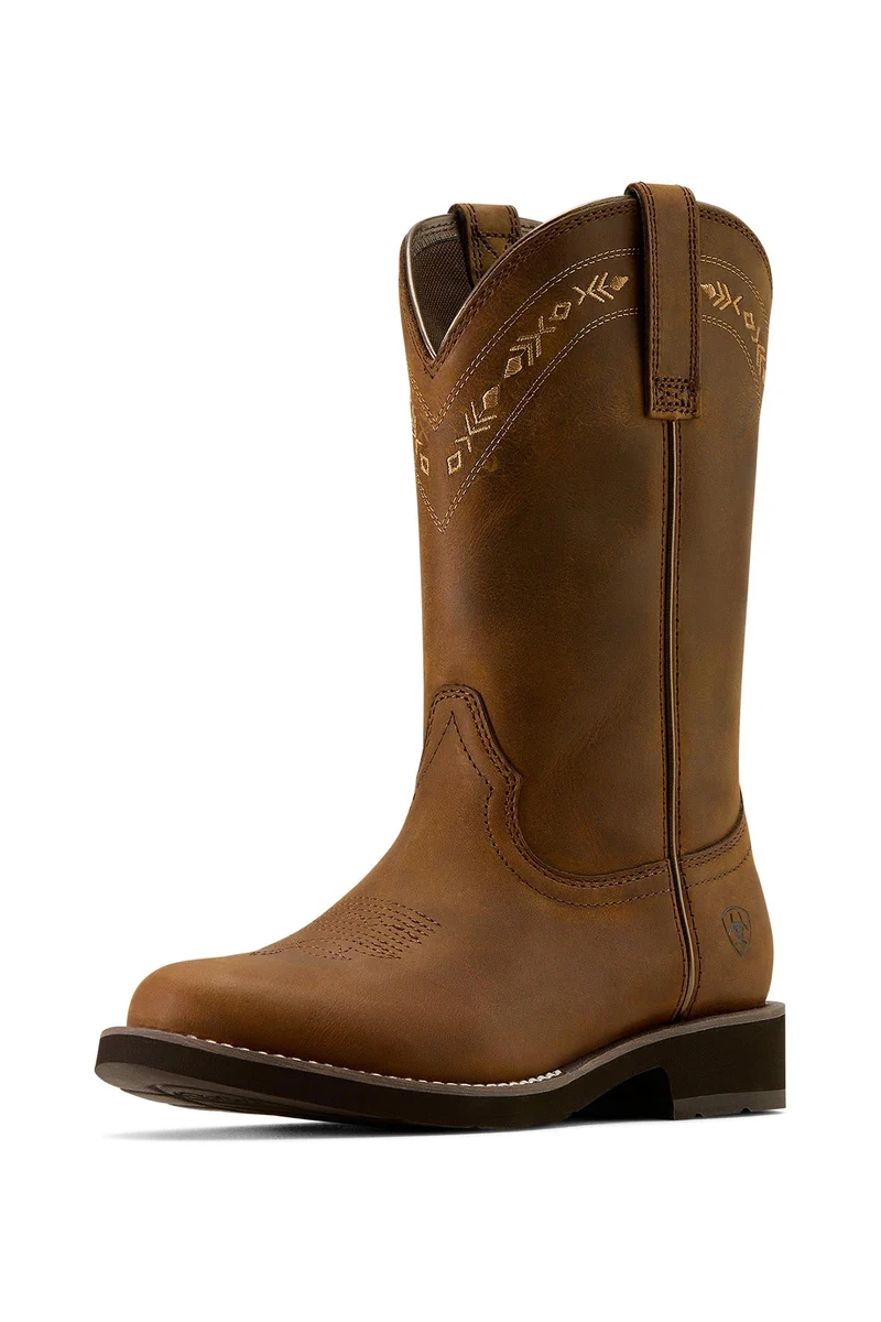 Damen Kearney Western Boots mit runder Zehenform Distressed Brown 37