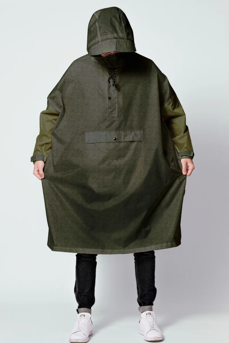 Herringbone | Grøn | Regnponcho fra Rainkiss