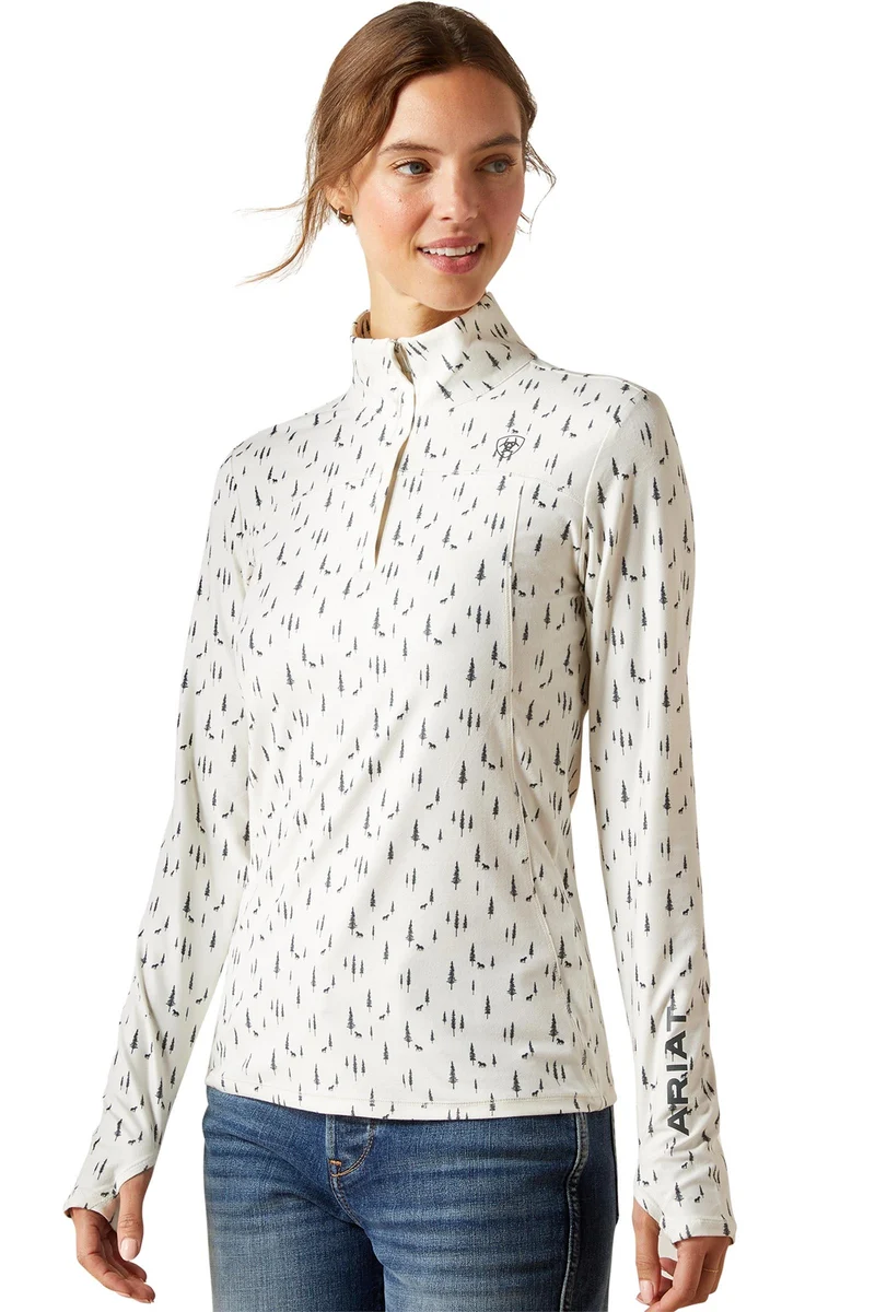 Lowell 3.0 Women´s 1/4 Zip Baselayer Shirt Forest Horses S