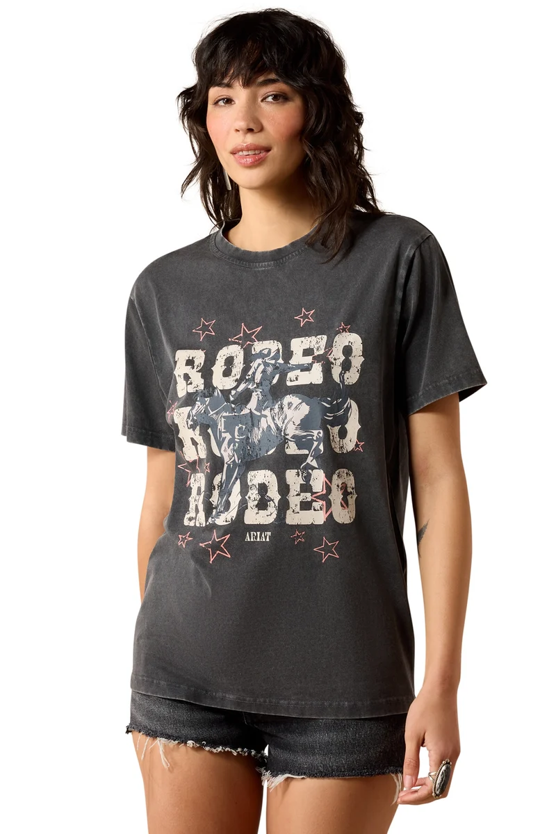 Rodeo Damen T-Shirt Charcoal Mineral Wash M