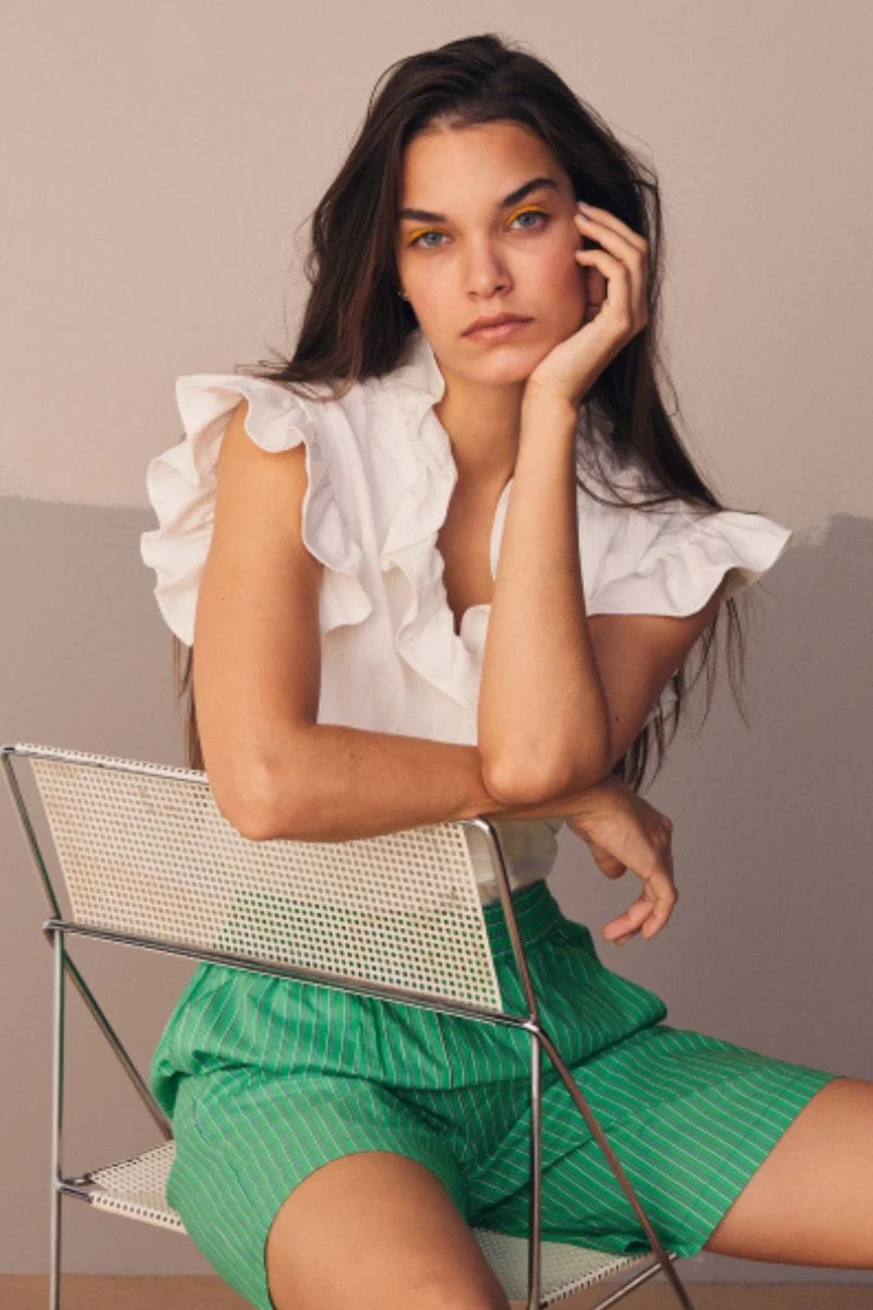 Sueda Frill Top | White | T-Shirt fra Co'couture