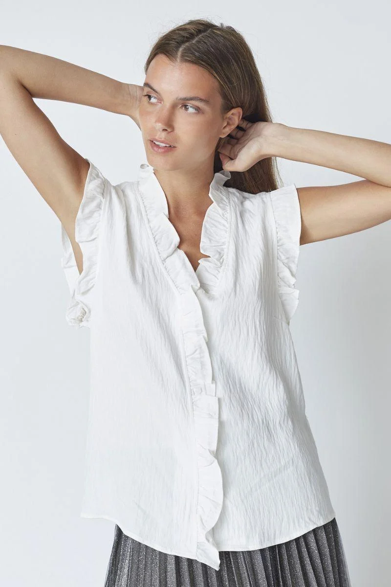 Sueda Frill Top | White | T-Shirt fra Co'couture