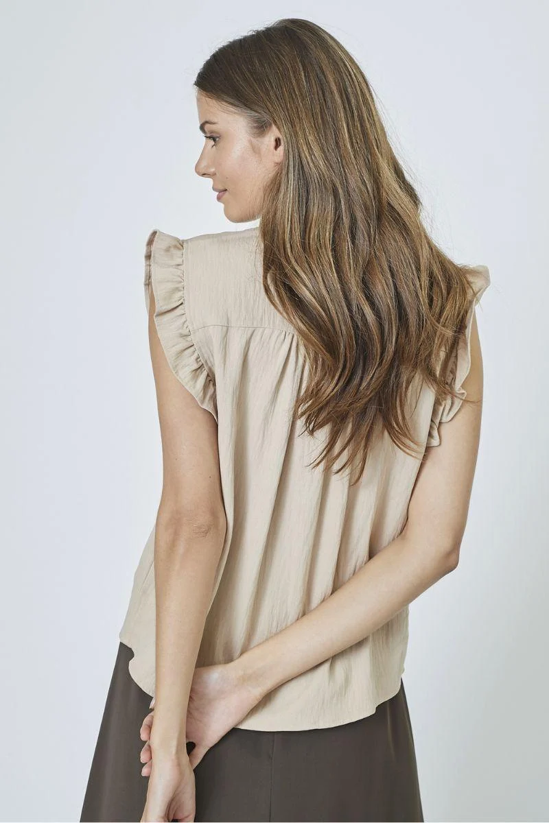 Sueda Frill Top | Bone | T-Shirt fra Co'couture