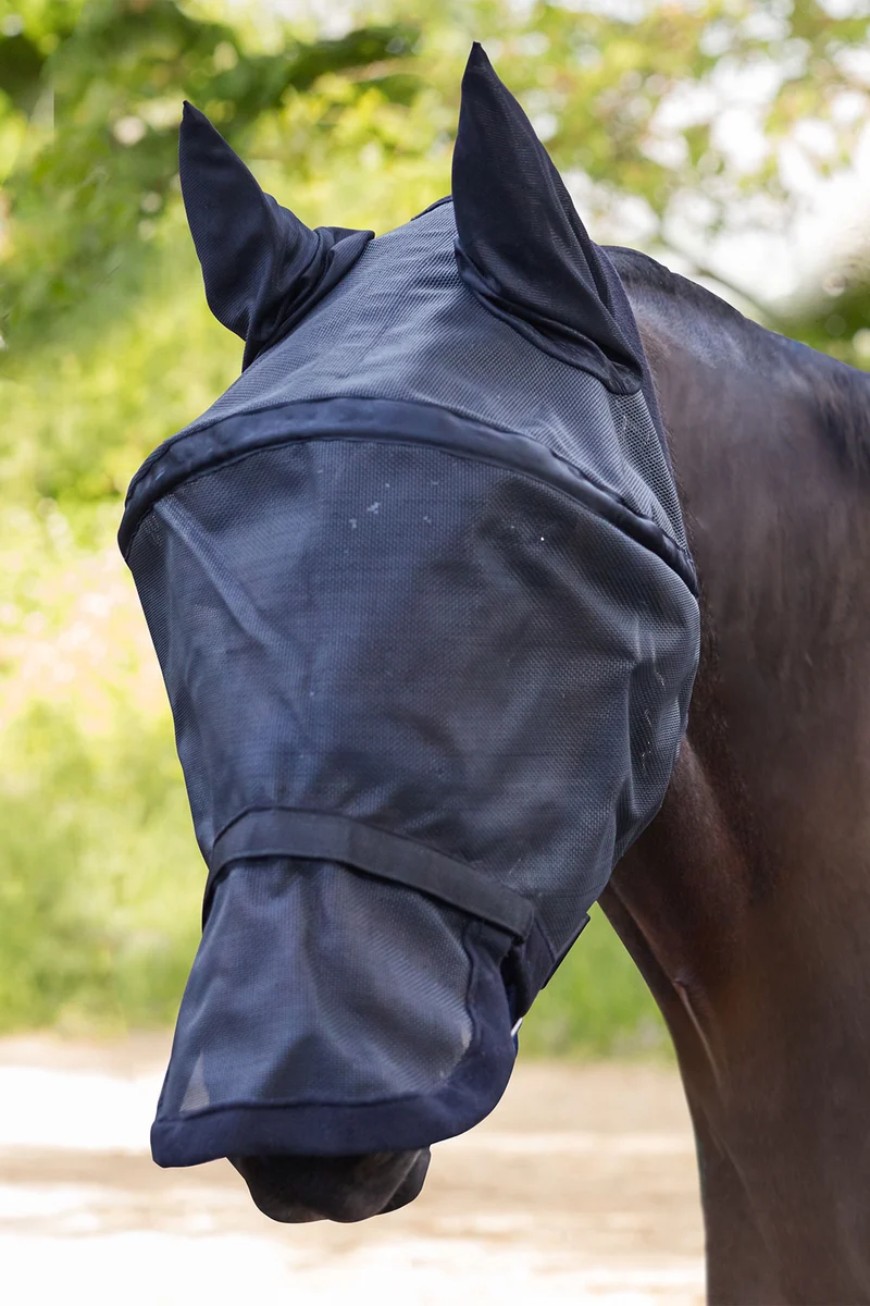 Space Premium Fliegenmaske mit Ohren- und Nasenschutz Black P