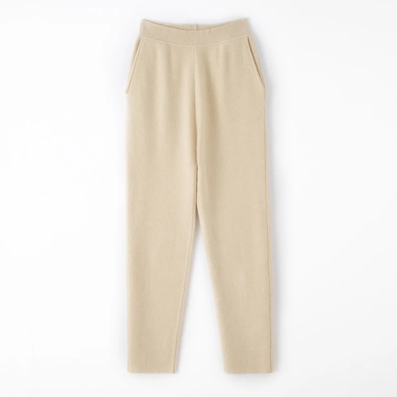 Damen Kaschmir‑Optik Strickhose mit elastischem Bund, konischer Silhouette und Eingrifftaschen Drune