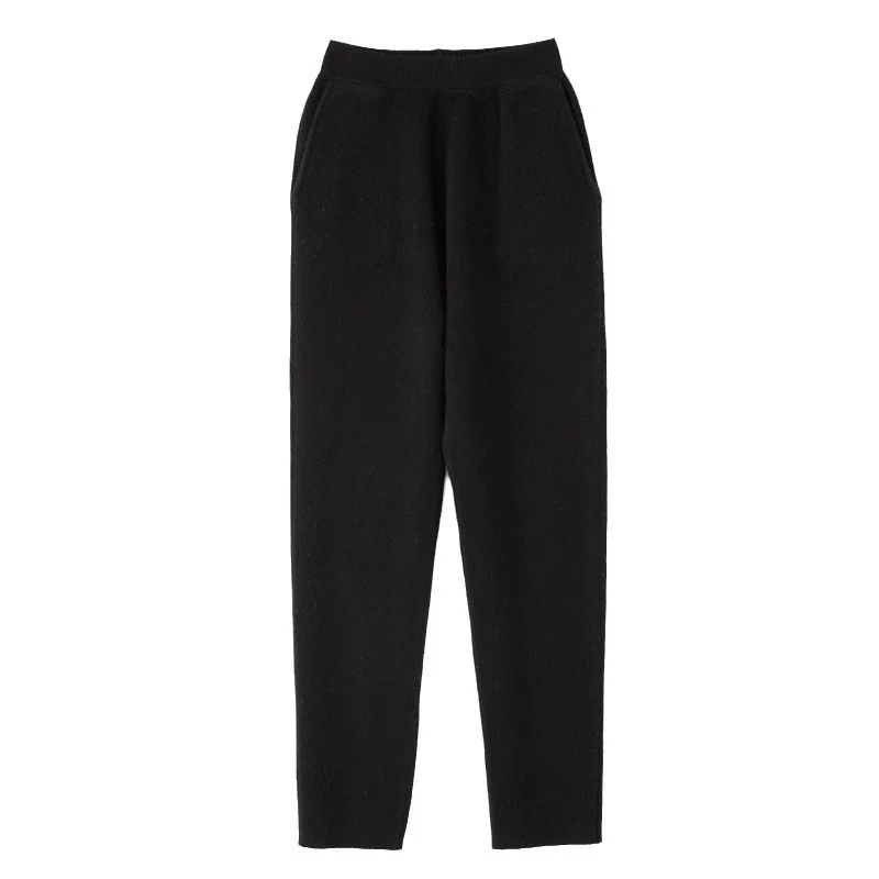 Damen Kaschmir‑Optik Strickhose mit elastischem Bund, konischer Silhouette und Eingrifftaschen Drune