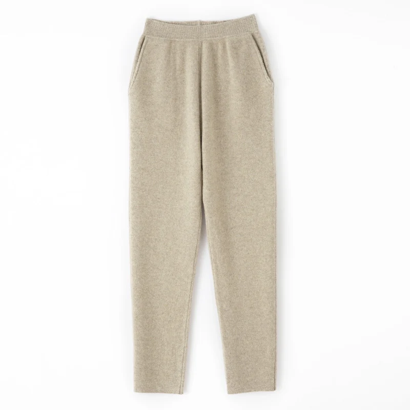 Damen Kaschmir‑Optik Strickhose mit elastischem Bund, konischer Silhouette und Eingrifftaschen Drune