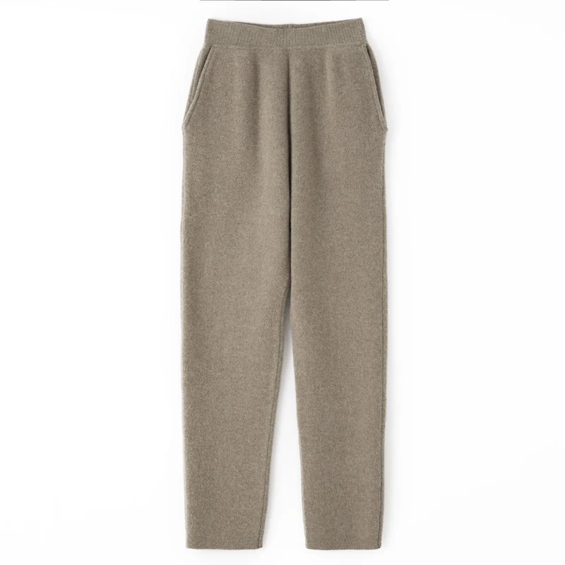 Damen Kaschmir‑Optik Strickhose mit elastischem Bund, konischer Silhouette und Eingrifftaschen Drune