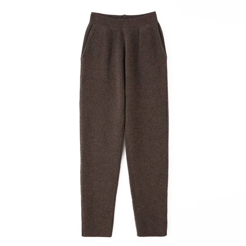 Damen Kaschmir‑Optik Strickhose mit elastischem Bund, konischer Silhouette und Eingrifftaschen Drune