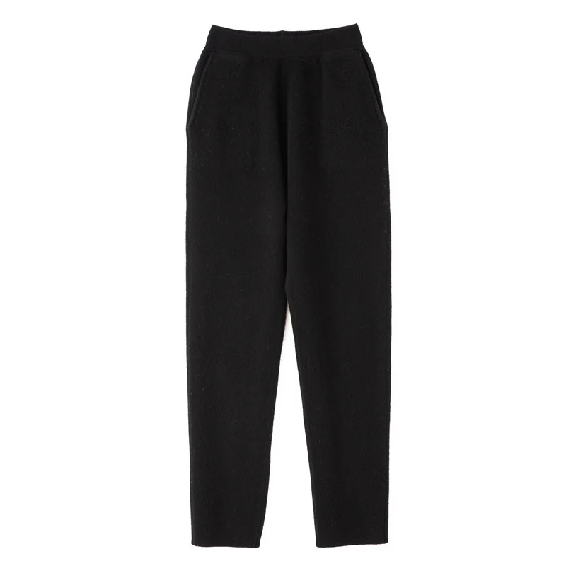 Damen Kaschmir‑Optik Strickhose mit elastischem Bund, konischer Silhouette und Eingrifftaschen Drune
