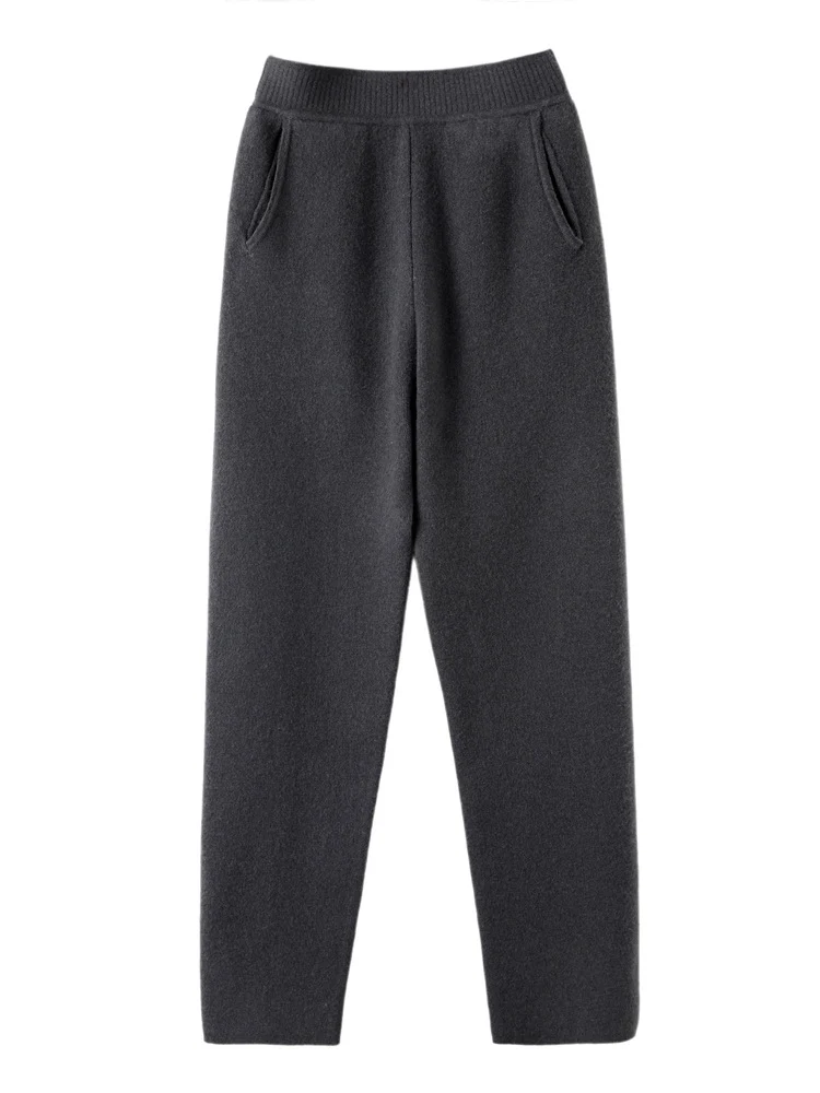 Damen Hochtaillierte Strickhose mit kaschmirähnlicher Haptik und schmal zulaufendem Bein Drune