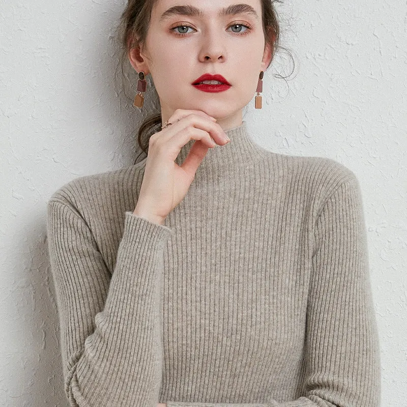 Damen Figurbetonter Feinstrick-Rollkragenpullover mit extrafeiner Rippenstruktur und kaschmirweicher Haptik Drune