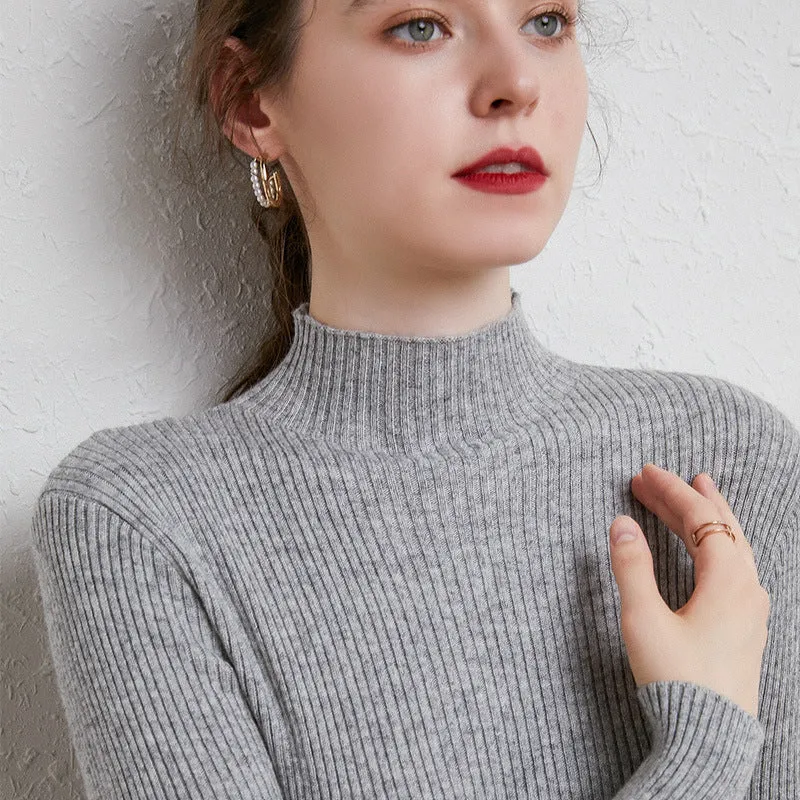 Damen Figurbetonter Feinstrick-Rollkragenpullover mit extrafeiner Rippenstruktur und kaschmirweicher Haptik Drune