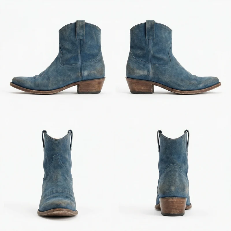 Kurze Cowboy-Stiefel | Western | Wildleder | Knöchel-Stiefel | Damenstiefel Drune