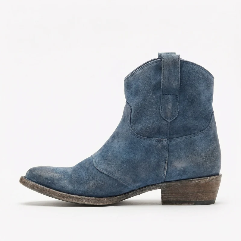Kurze Cowboy-Stiefel | Western | Wildleder | Knöchel-Stiefel | Damenstiefel Drune
