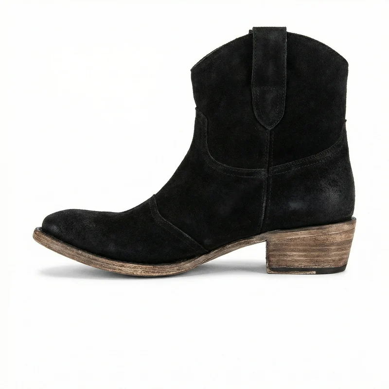 Kurze Cowboy-Stiefel | Western | Wildleder | Knöchel-Stiefel | Damenstiefel Drune