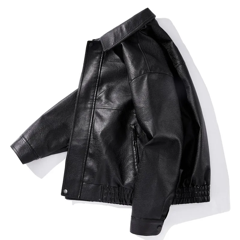 Herren Kunstlederjacke mit elastischem Bund Drune