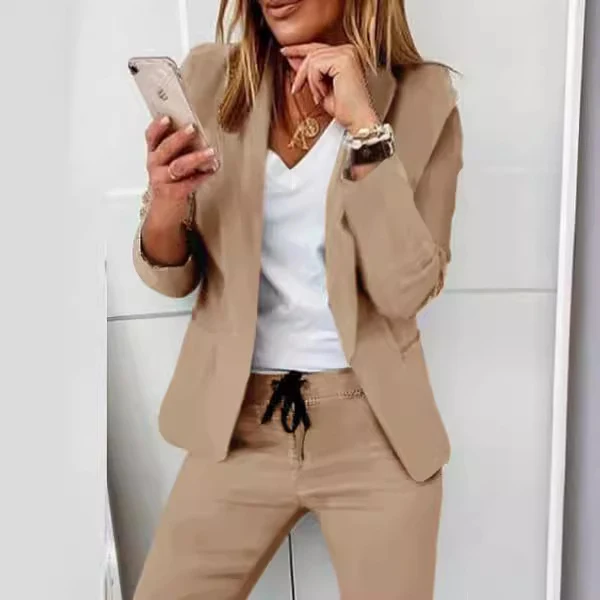 Damen nan zweiteiliges Blazer-Jogger-Set mit tailliertem Blazer und elastischer Bundhose Drune