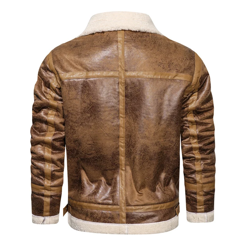 Herren Fliegerjacke mit Lammfellfutter und Vintage Kunstlederoptik Drune