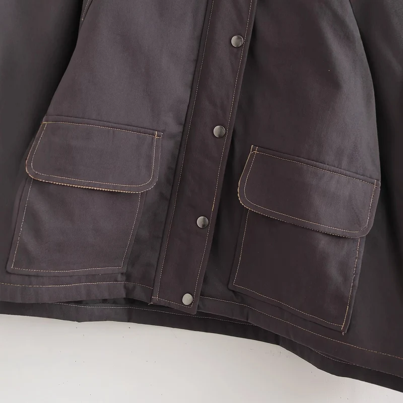 Damen lässige Übergangsjacke mit stylishem Cordkragen und praktischen Taschen Drune