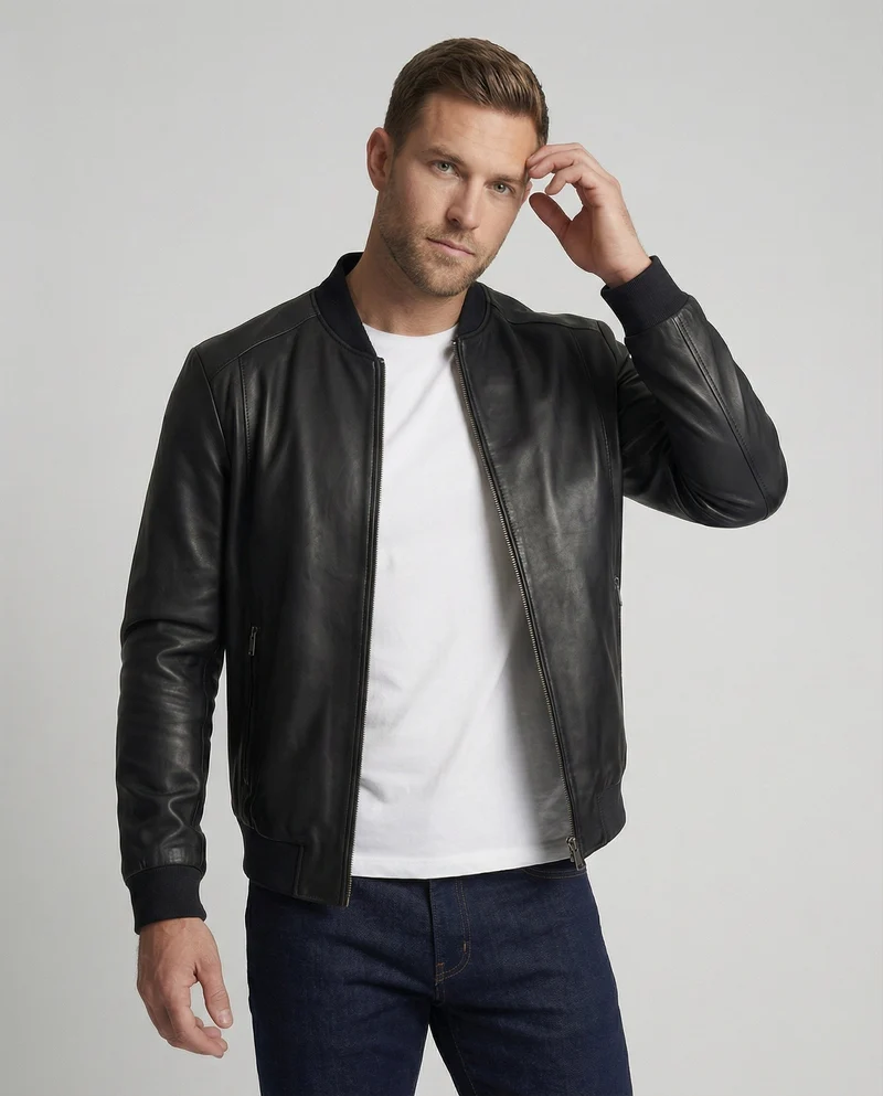 Herren Lederoptik Bomberjacke