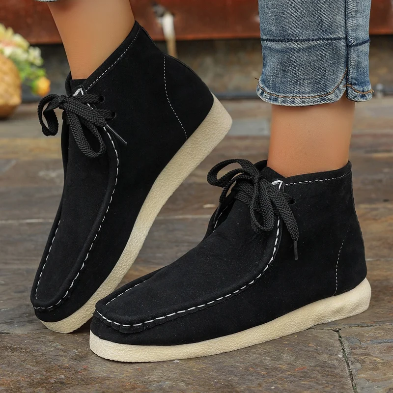 Damen knöchelhohe Schnürboots mit Mokassinnaht, weicher Innensohle und crepe Sohle Drune