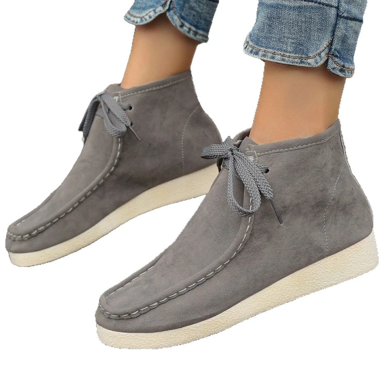 Damen knöchelhohe Schnürboots mit Mokassinnaht, weicher Innensohle und crepe Sohle Drune