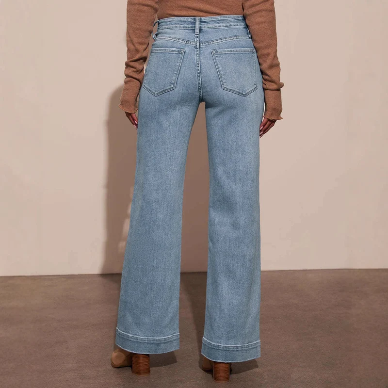Damen Weit geschnittene Jeans mit hohen Taschen und elegantem Auftritt Drune