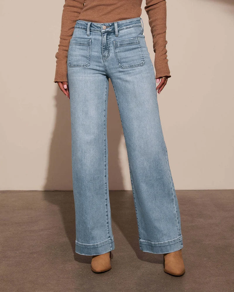 Damen Weit geschnittene Jeans mit hohen Taschen und elegantem Auftritt Drune