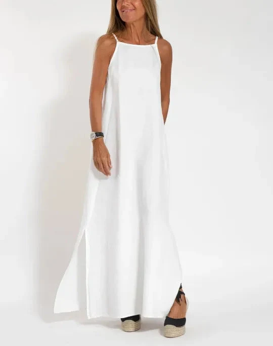 Damen lässiges Maxikleid mit schmalen Trägern und fließendem Schnitt Drune