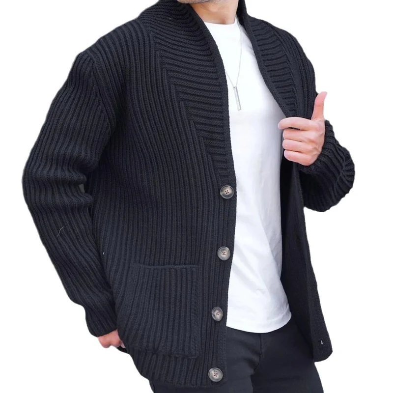 Herren Strickjacke mit tiefem Ausschnitt und knöpfen Drune