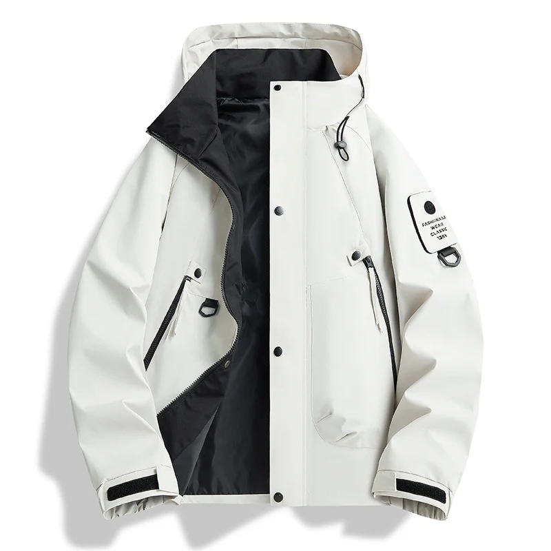 Herren wasserdichte Urban-Hardshelljacke mit verschweißten Nähten, verstellbarer Kapuze und Utility-Ärmeltasche Drune