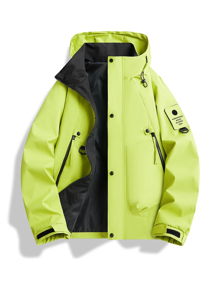 Herren wasserdichte Urban-Hardshelljacke mit verschweißten Nähten, verstellbarer Kapuze und Utility-Ärmeltasche Drune