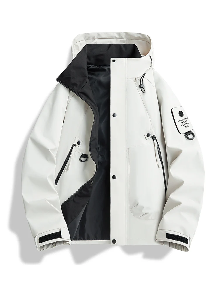 Herren wasserdichte Urban-Hardshelljacke mit verschweißten Nähten, verstellbarer Kapuze und Utility-Ärmeltasche Drune