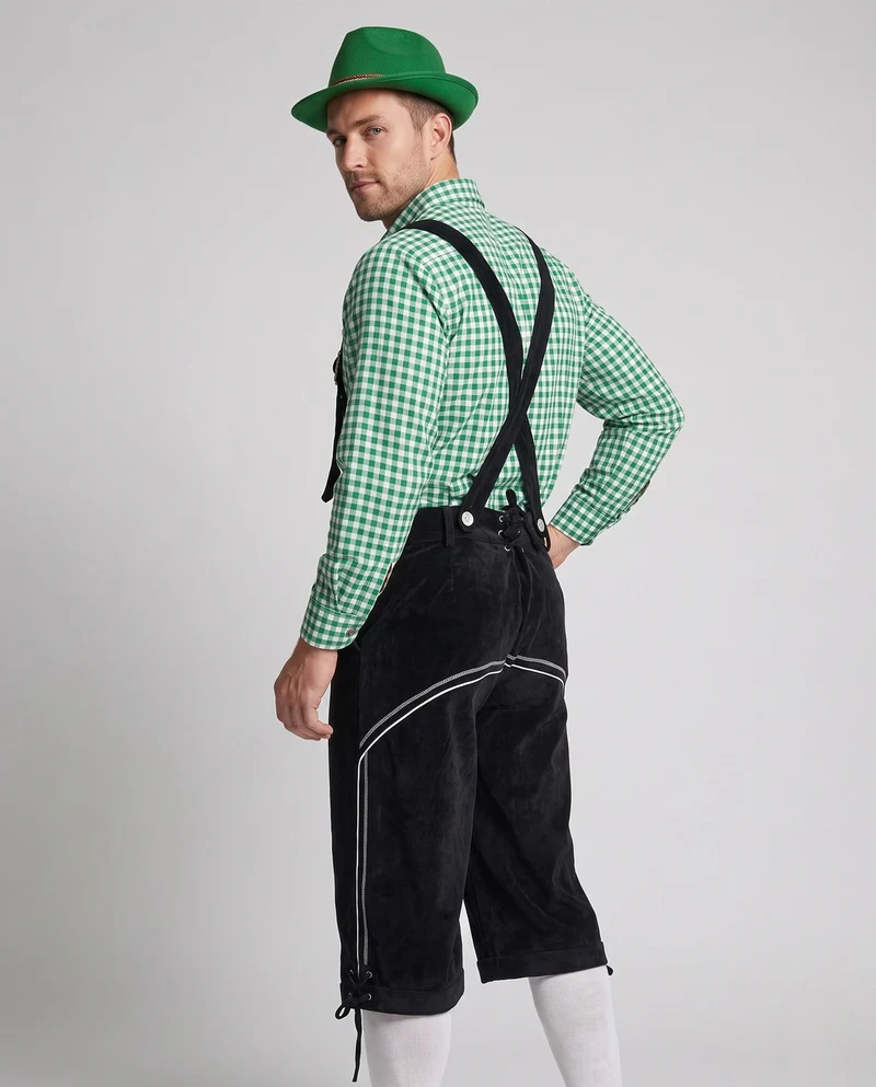 Herren Trachtenlederhose mit traditionellen Stickereien und verstellbaren Trägern Drune