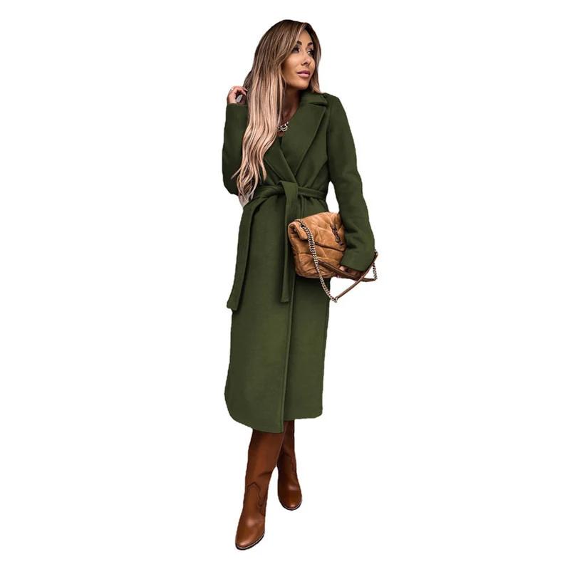 Damen eleganter Wool-Mantel mit Gürtel und zeitloser Silhouette Drune
