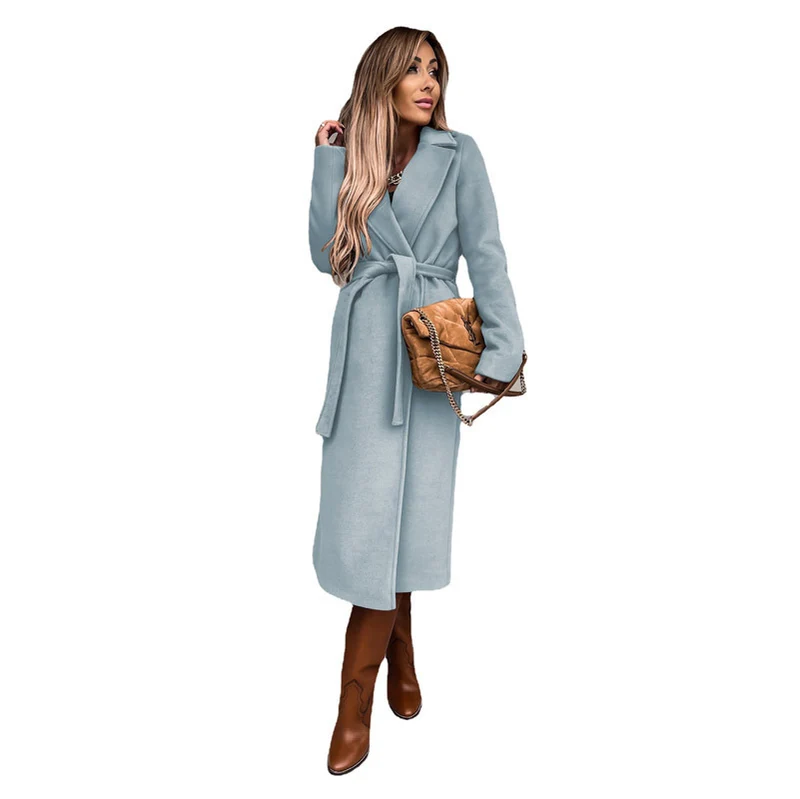 Damen eleganter Wool-Mantel mit Gürtel und zeitloser Silhouette Drune
